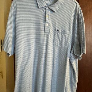 Vineyard Vines Light Blue & White Thin-Striped Polo